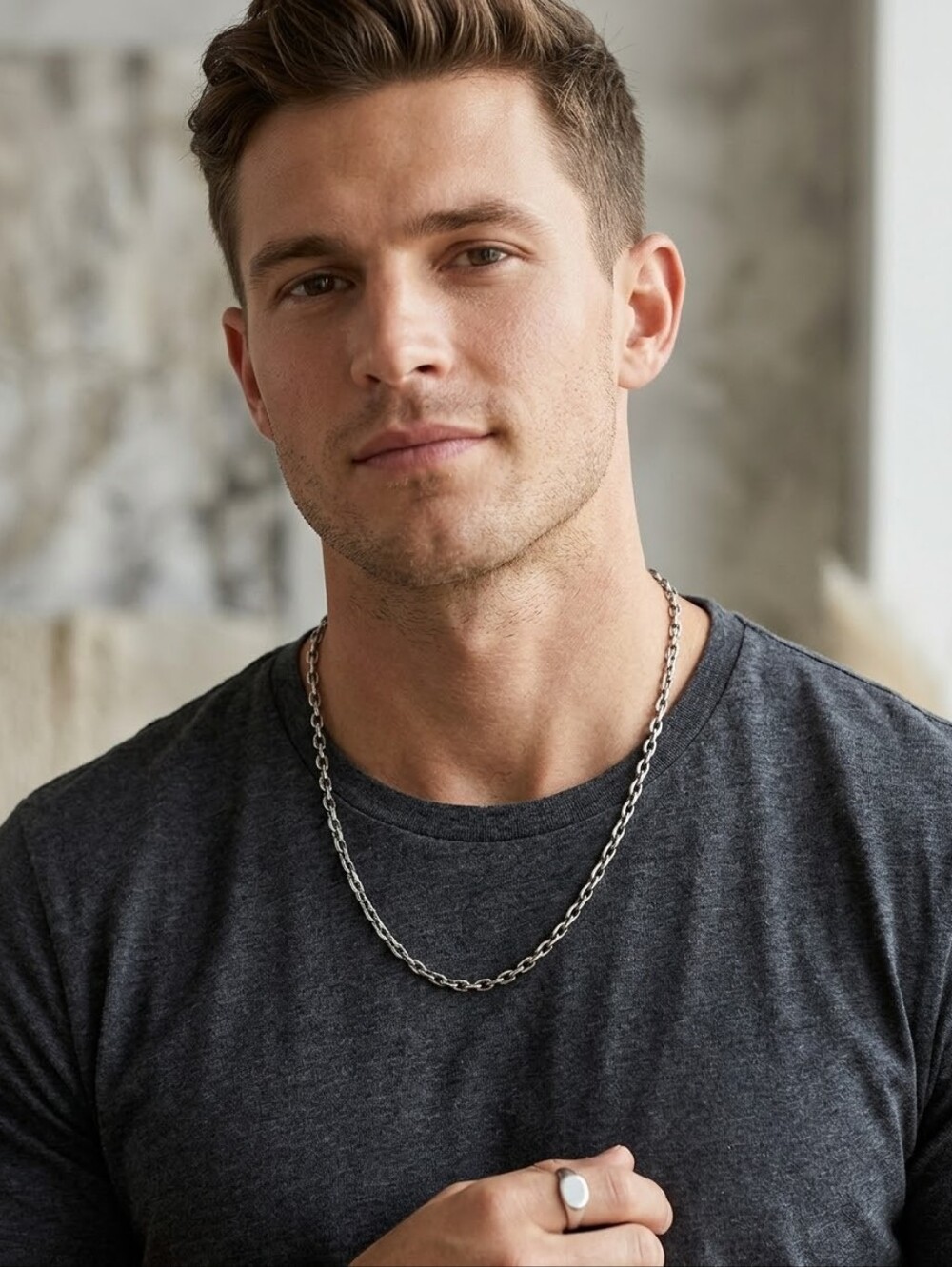 Silver Rope Chain Necklace - Classic Men's Jewelry